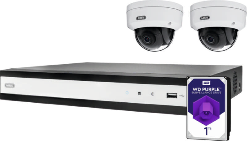 ABUS complete set met NVR en 2 PoE minidomecamera's
