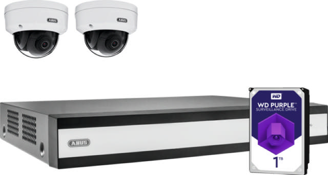 ABUS complete set met NVR en 2 PoE minidomecamera's