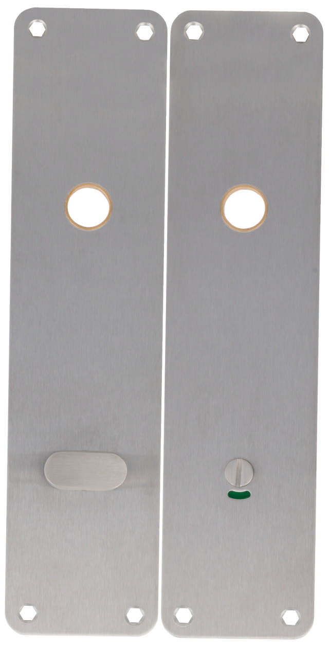 Lang bord voor toiletpersoneel Boda 2x 215x55x2mm in RVS 304 met messing ring C/C75