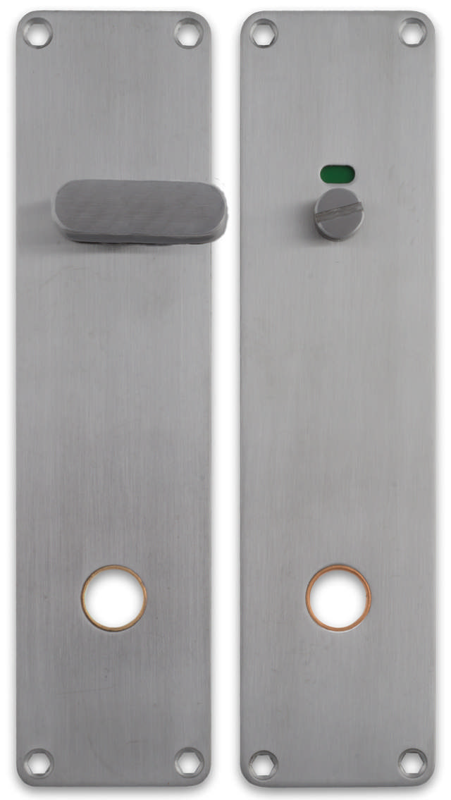 Lang bord voor mindervaliden toiletpersoneel Assa 2x 215x55x2mm in RVS 304 met messing ring C/C105