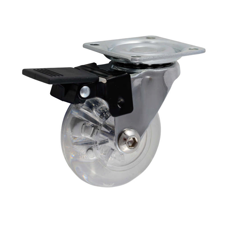 Meubelwiel Transparant Ø50 mm met rem