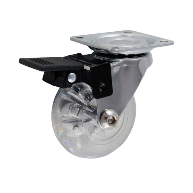 Meubelwiel Transparant Ø50 mm met rem