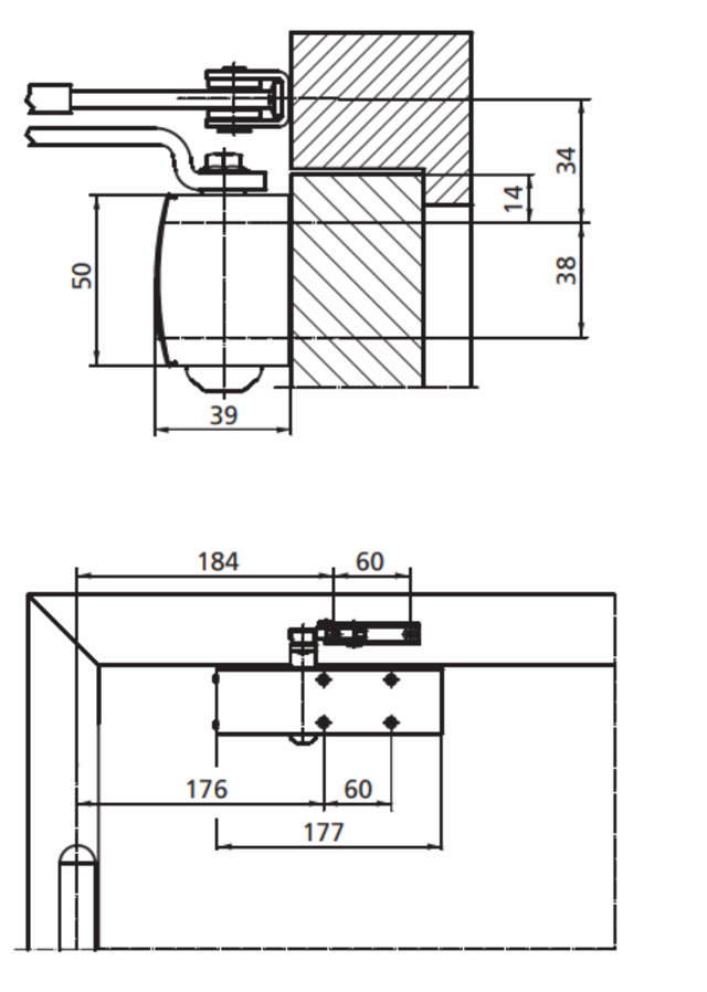 GEZE Arm TS 1500, zilver