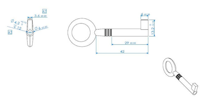 Meubelsleutel 161r3/65x6mm.