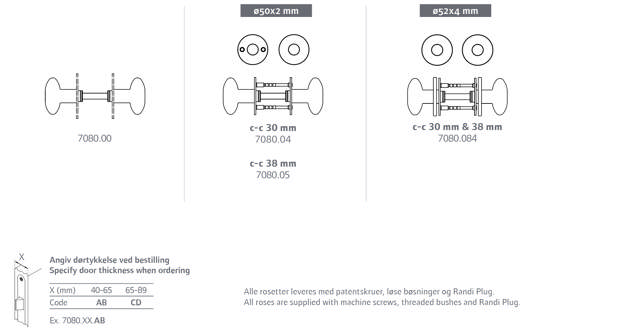 Randi Line 18 deurknop draaibaar met rozet CC30, 708004
