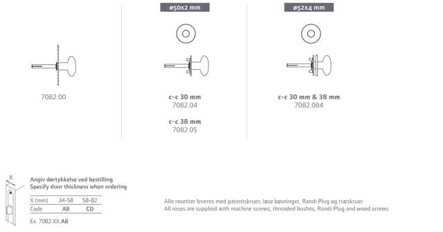 Randi Line 18 deurknop, vast met rozet CC30, 708204