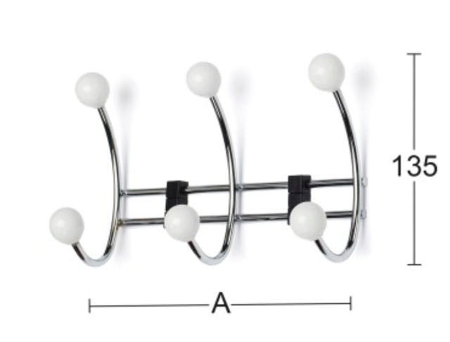 KAPSTOK BERRY 3-HAAKS WIT/CHROOM