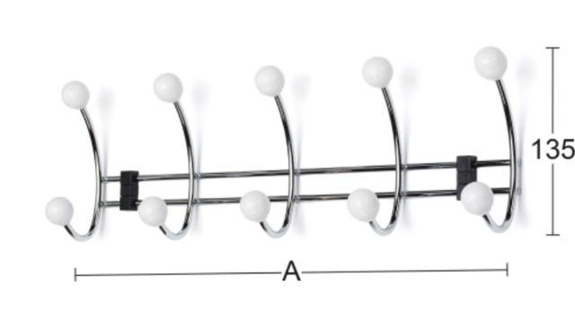 KAPSTOK BERRY 5-HAAKS WIT/CHROOM