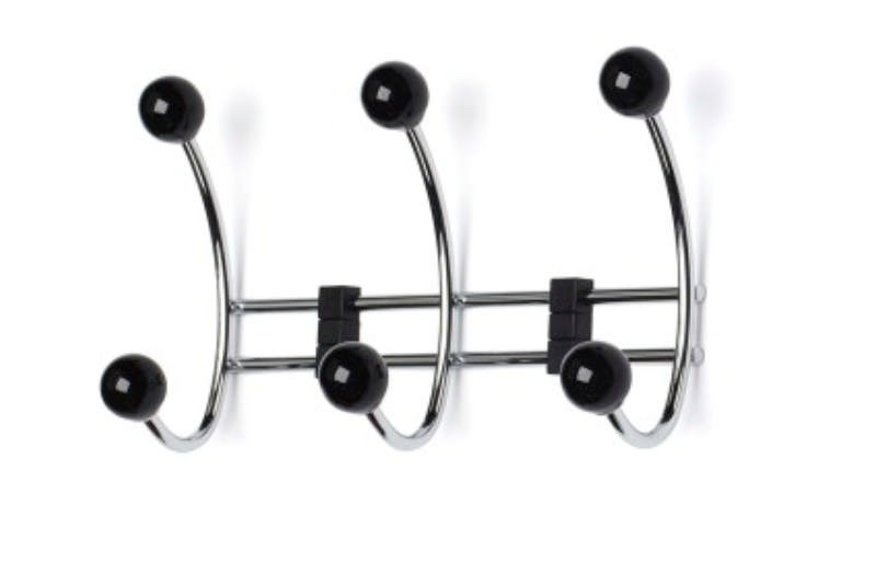 BERRY 3-HAAKS KAPSTOK ZWART/CHROOM