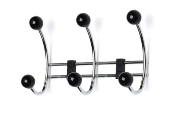 BERRY 3-HAAKS KAPSTOK ZWART/CHROOM