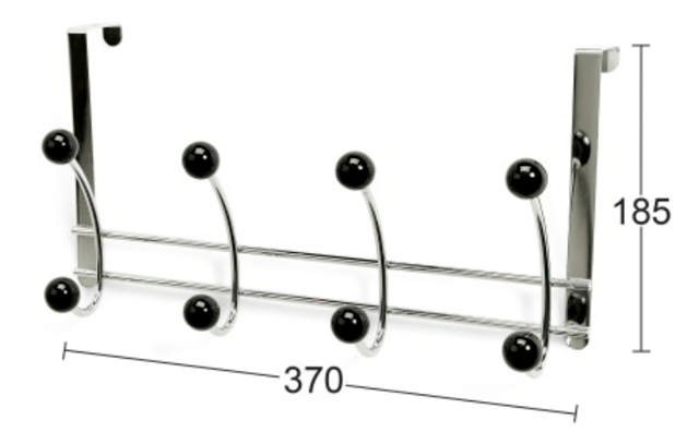 BONNY 4-HAAK REK ZWART/CHROOM