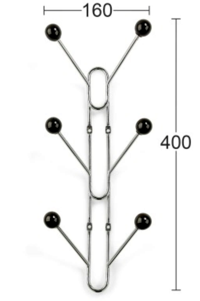 BENNY 6-HAAK REK ZWART/CHROOM