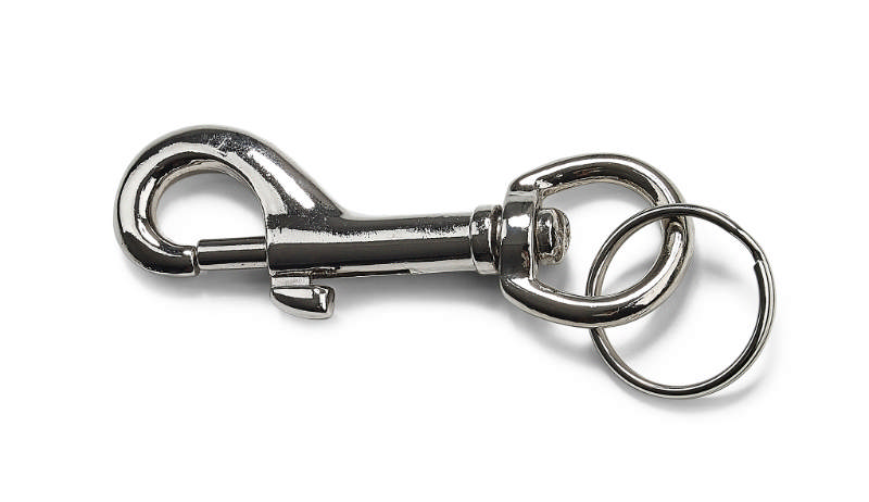 KARABIJNHAAK MET RING 73MM VERNIKKELD 1 STUKS