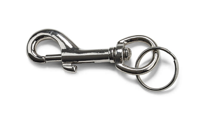 KARABIJNHAAK MET RING 73MM VERNIKKELD 1 STUKS