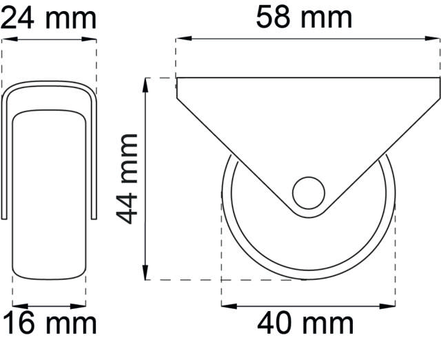 MEUBELWIELEN MET KUNSTSTOF ROL Ø40 4 STUKS 
