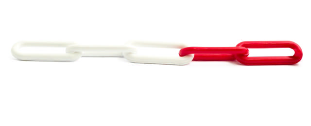 KETTING ROOD/WIT PLASTIC 30 M