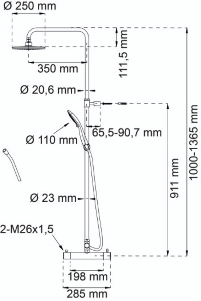 PLAFONDDOUCHESET MAGNOLIA CC 150 CHROOM