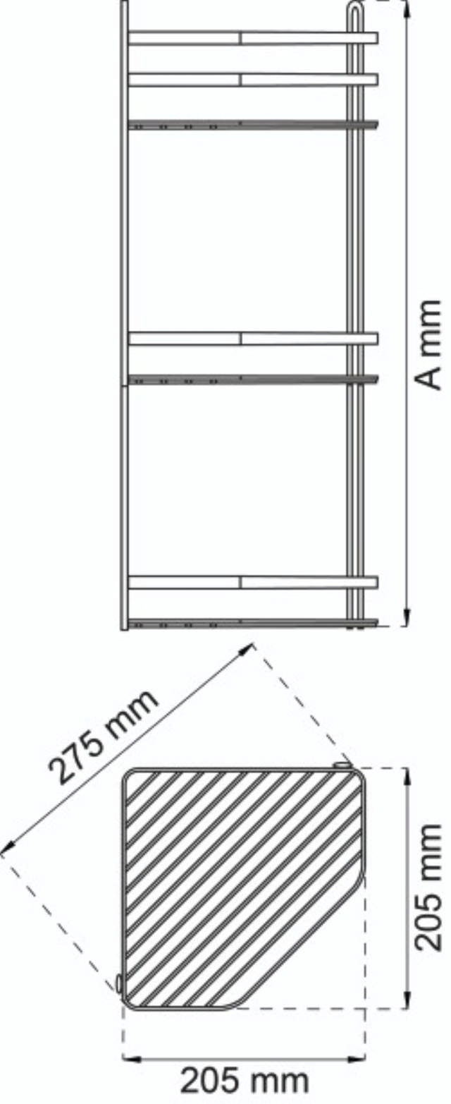 HOEKPLANK LANTANA 3 PLANKEN CHROOM
