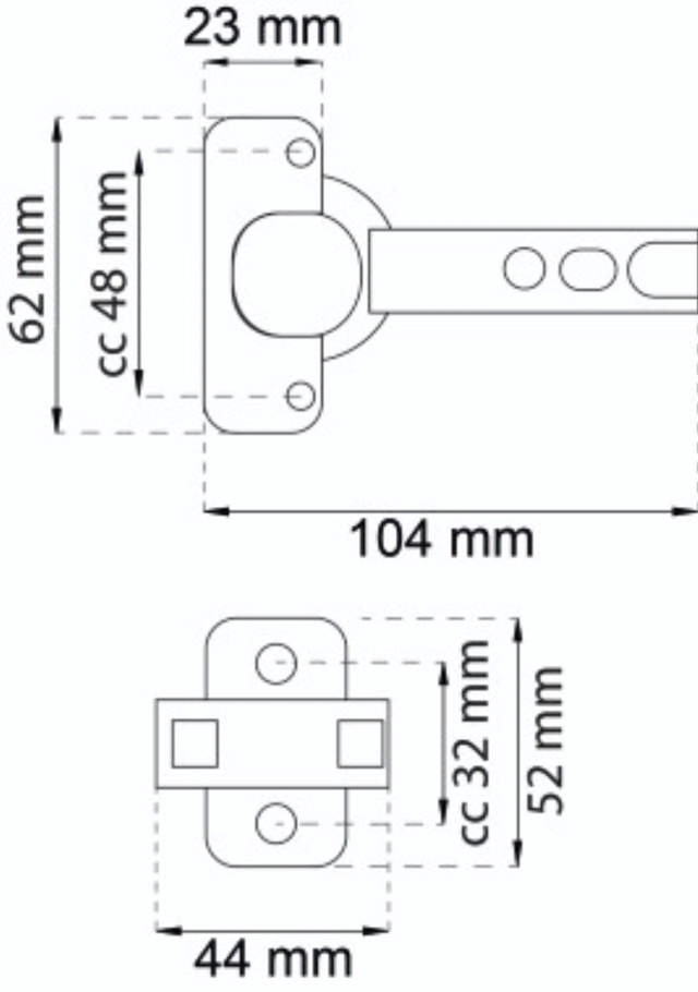 KASTSCHARNIER 110° 2 STUKS ELEGANT. 