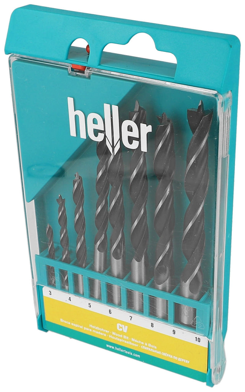 Heller houtborenset maat 3/4/5/6/7/8/9/10mm pk. telt 8 bewoners