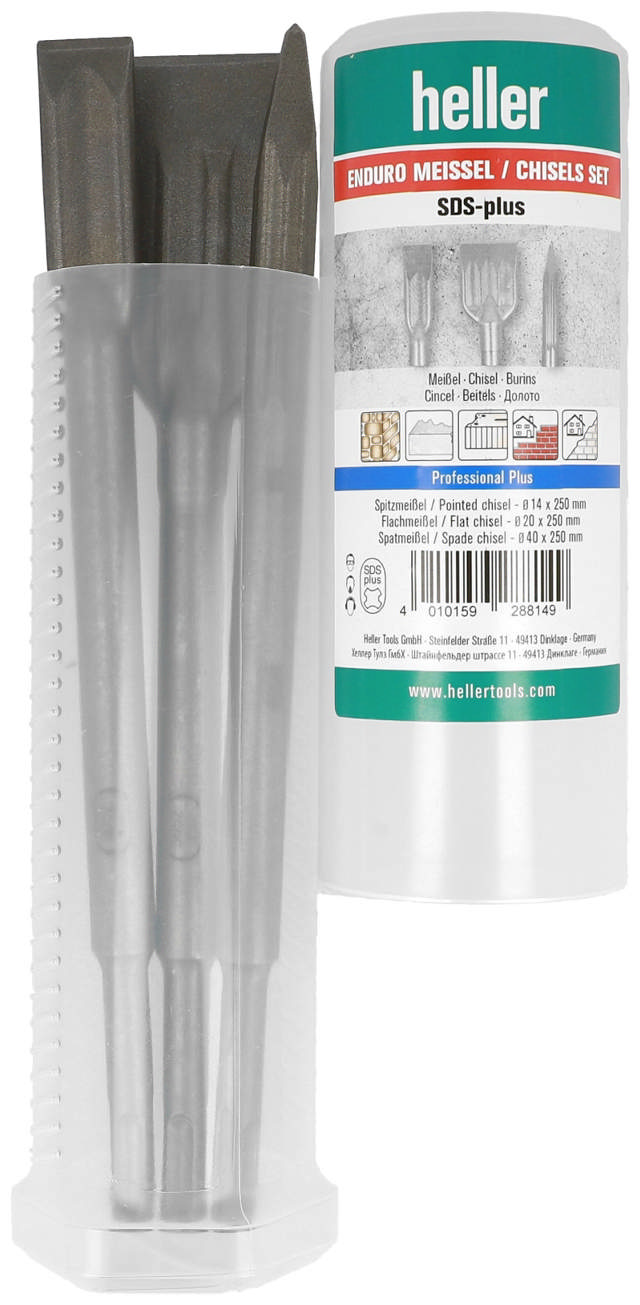 Heller SDS-PLUS beitelset 3-dlg. punt/schop/platte beitel