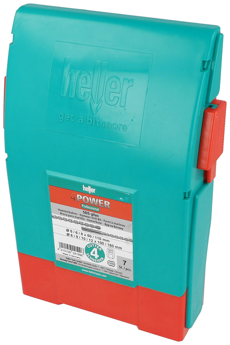 Heller 4-bits hamerboorset maat 5/6/8/10/12 mm pk. á 7 levens