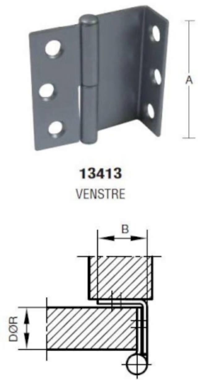 KASTSCHARNIER 50 MM-17/20 Gefosfateerd Geel/Goud Links