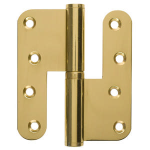 Hamb. Scharnier Links. Rond Messing Gepolijst met lak 110x49 mm 3228