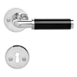 Deurkruk Funkis 383 met set (1980+81) Ni Zwart Bakeliet Ø20