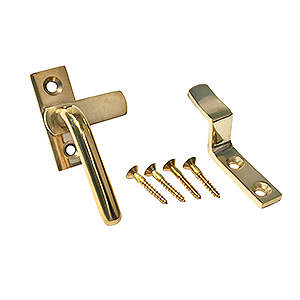 Raamkruk 21403 Rechts incl. haak Messing Gepolijst met lak Ø10