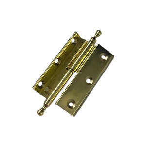 Kastscharnier H gebogen met fig. Messing gepolijst met lak 60XØ6 mm