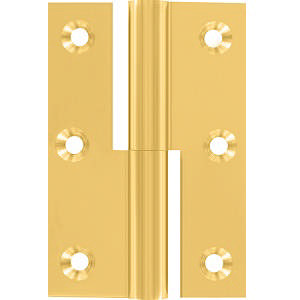 Hamburg scharnier, rechts, vierkant, messing gepolijst zonder lak 60x40mm ø8