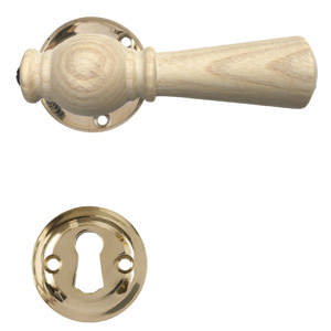 Deurkruk Østerbro 670, Oudere deuren, Essen greep, Messing gepolijst Zonder vernis