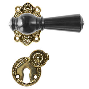 Deurkruk Østerbro 670, Nieuwe deuren, Zwart gelakt, Messing gepolijst Zonder lak