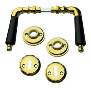 Deurkruk 785 met set Messing Gepolijst Ongelakt Zwart hout