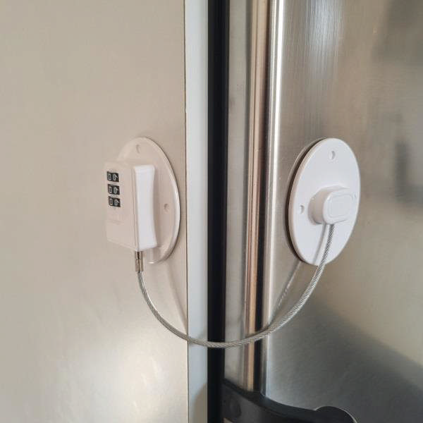 VENSTERCODESLOT, WIT, MET 3 CIJFERS, STERKE TAPE, SS-304