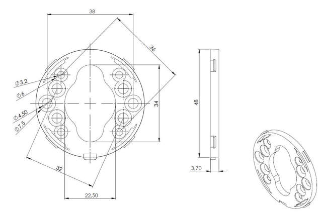 Montageplaat ø48mm Wit